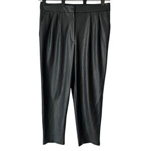 Express Black Faux Leather Pants Pleated Super High Rise Ankle Crop 34 x 26.5